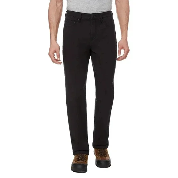 CAT Men's Straight Leg Fleece Lined Stretch Canvas Work Pants Black 38 x 32 NWT - Picture 2 of 7